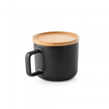 Taza de cermica con tapa y base de bamb de 250 ml FANGIO apropiado par... - Ref. P94251